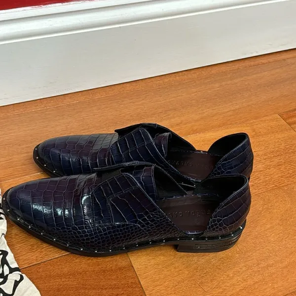 Freda Salvador Croc-Embossed studs Laceless Wear D'Orsay Oxford‎ Flats size 7 - Image 12