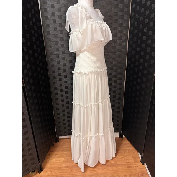 Lulu's Like a Fairy Tale White Tiered Maxi Dress S Bridal Ethereal Grad Coquette - Image 3