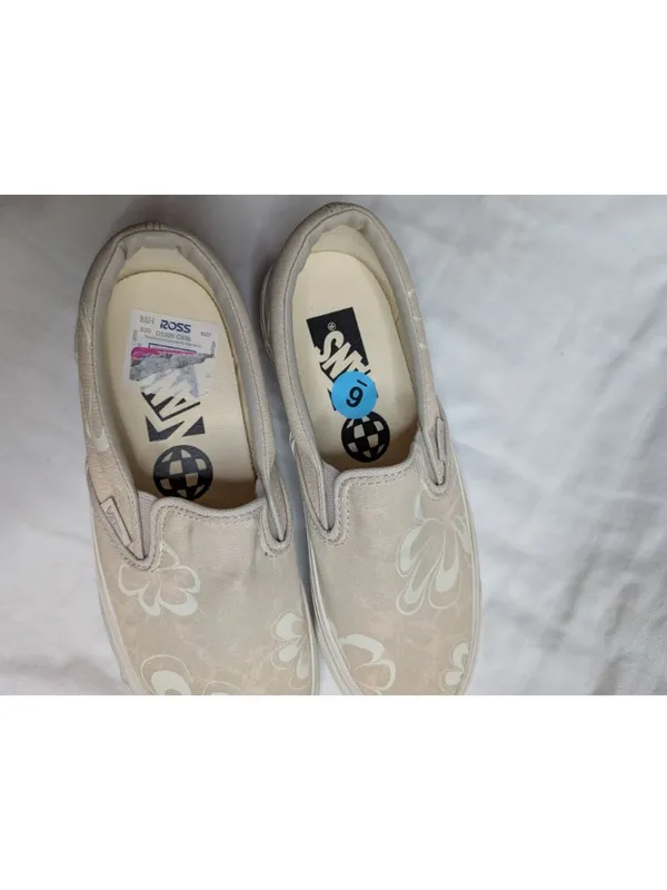 Vans Womens Tan White Slip-On Floral Print Shoes Size 7.5 US - Image 6