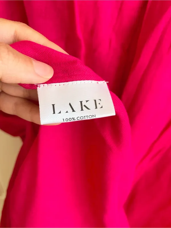 LAKE NWT Gauze Caftan Heatwave Fuchsia Pink Cotton Maxi Dress XL Resort Wear - Image 4
