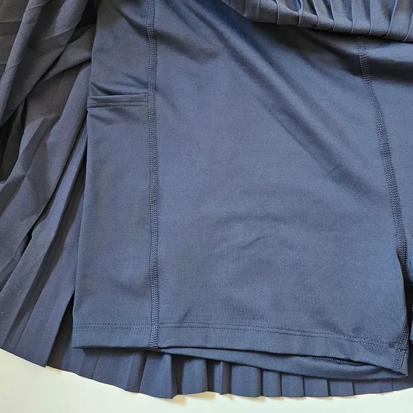 Beyond Yoga If You Pleats Tipped Elastic Mini Skirt Navy Striped Waist XL NEW - Image 16