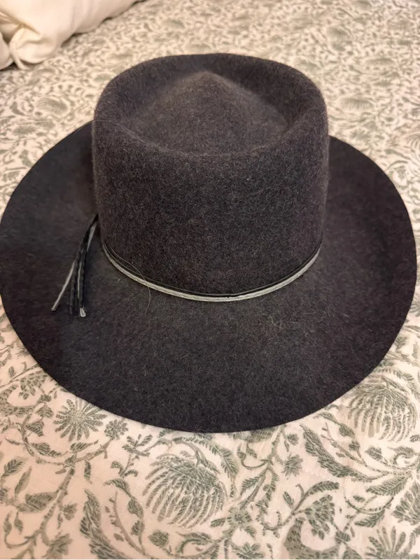 Michael Stars Black Wool Felt Fedora with Leather Tie - Image 3