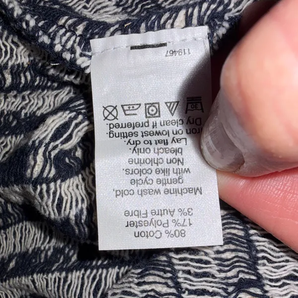 Madewell Navy Blue & Ivory Striped Jacquard Side Tie Faux Wrap Finale Cropped Tank Small - Image 11