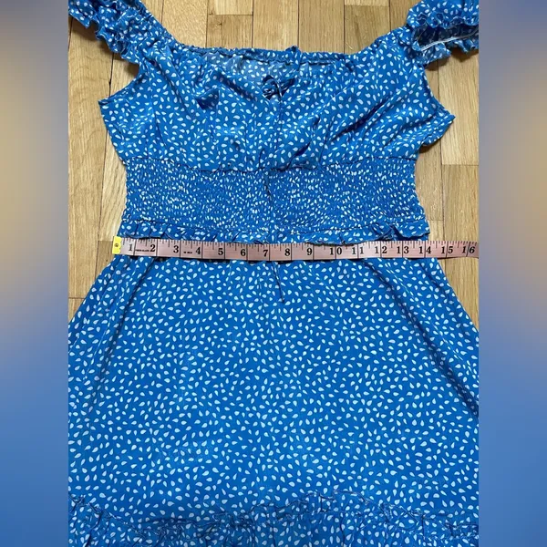 Blue Polka Dot Ruffle Dress - Image 6