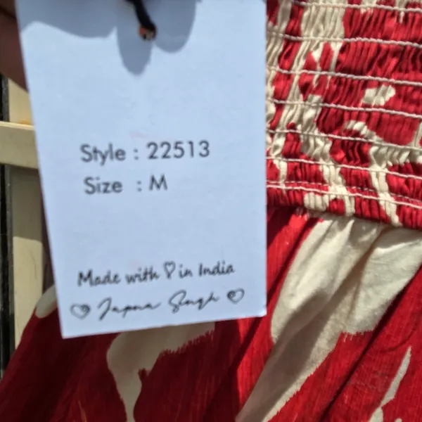 Red and white Print Cotton Strappy Dress Fit And Flare M - Image 10