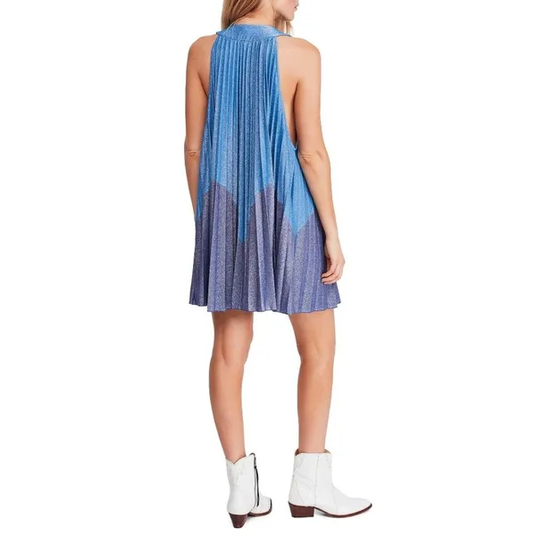 Free People Pleated Love Mini Dress blue purple sp - Image 3