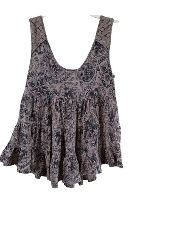 Free People Taupe Lace-Trim Printed Camisole - Image 9
