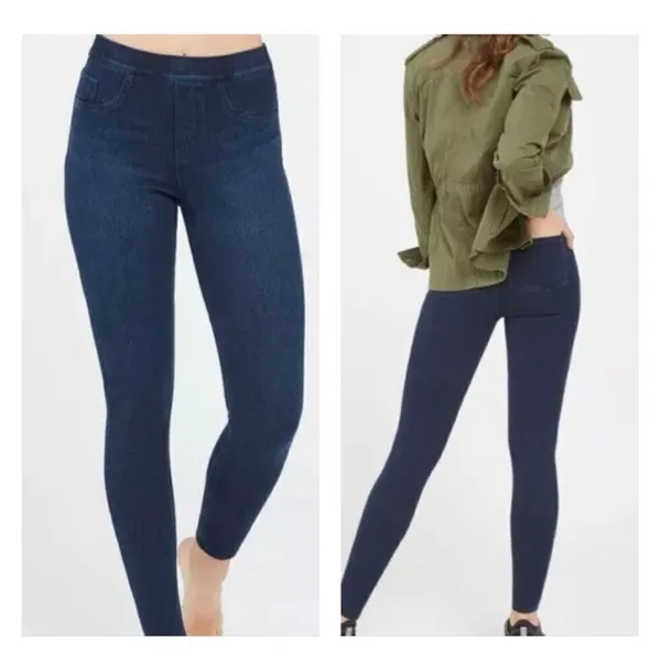 Spanx Jean-ish ankle length leggings women’s S denim blue twilight rinse pull on - Image 2