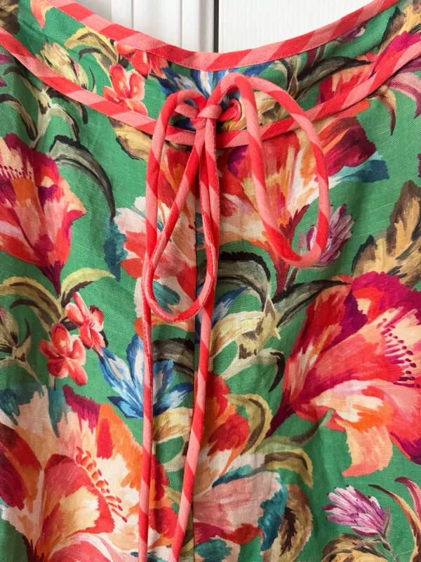 Farm Rio Tie-Front Linen Blend Floral Wide-Leg Pants, Size S - Image 6