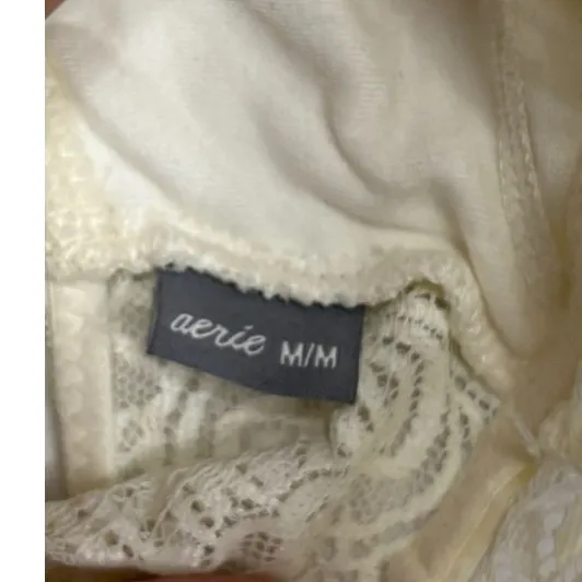 Aerie Bralette Cream Floral Lace Racerback Boho Intimates‎ Romantic Loungewear M - Image 4