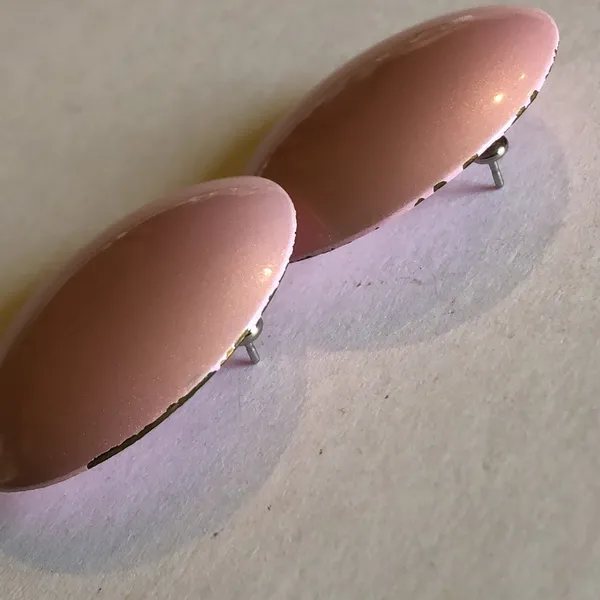 Pink Iridescent Round Retro Boho Earrings - Image 5