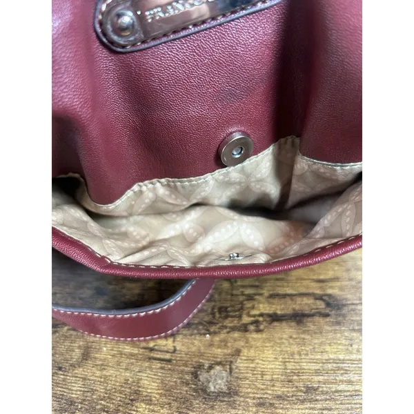 Franco Sarto Burgundy Shoulder Bag Faux Leather Zip Purse Adjustable Strap - Image 13