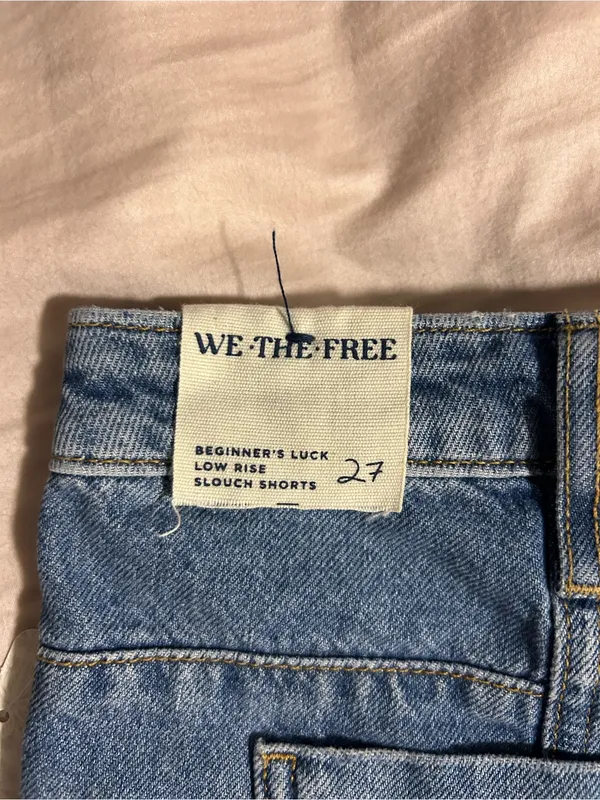 Free People We The Free Medium Blue Low Rise Slouch Denim Shorts Size 27 - Image 6