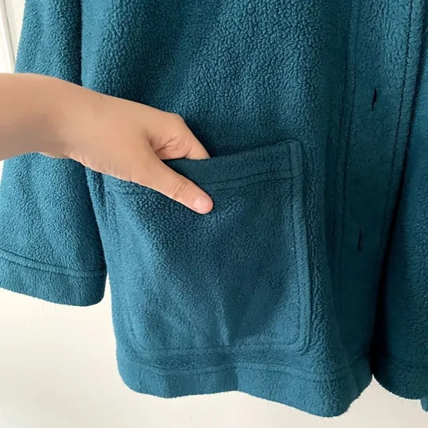 III State polartec turquoise green fleece sweater pockets collared button‎ down - Image 5