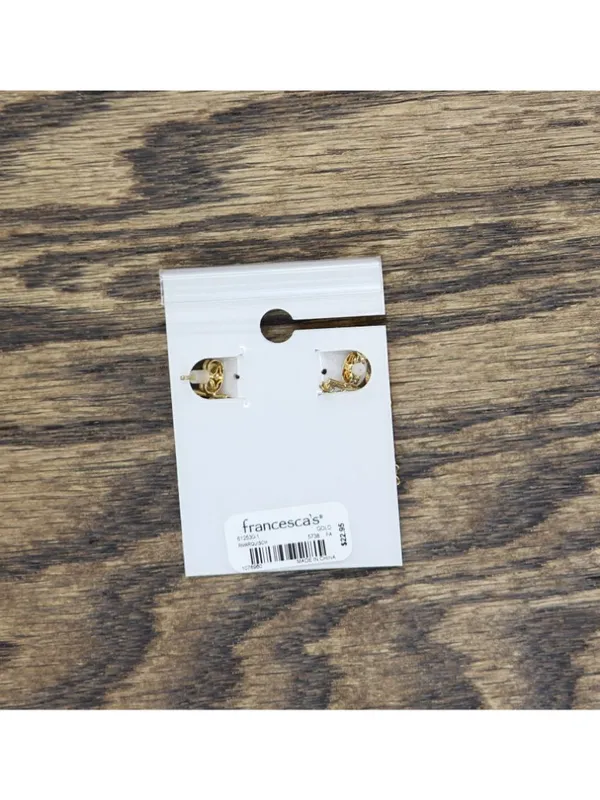 NWT Francesca's Zirconia Evening Chain Faux Hoop Post Earrings Gold Yellow 1.25" - Image 4