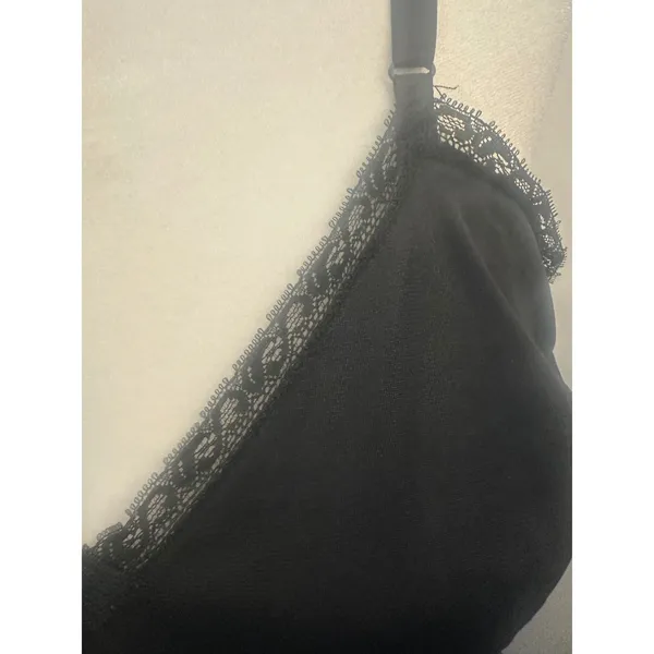 Vintage 90s Black Slip Dress Med Lingerie Romantic Goth Whimsigoth Lace Trim - Image 6