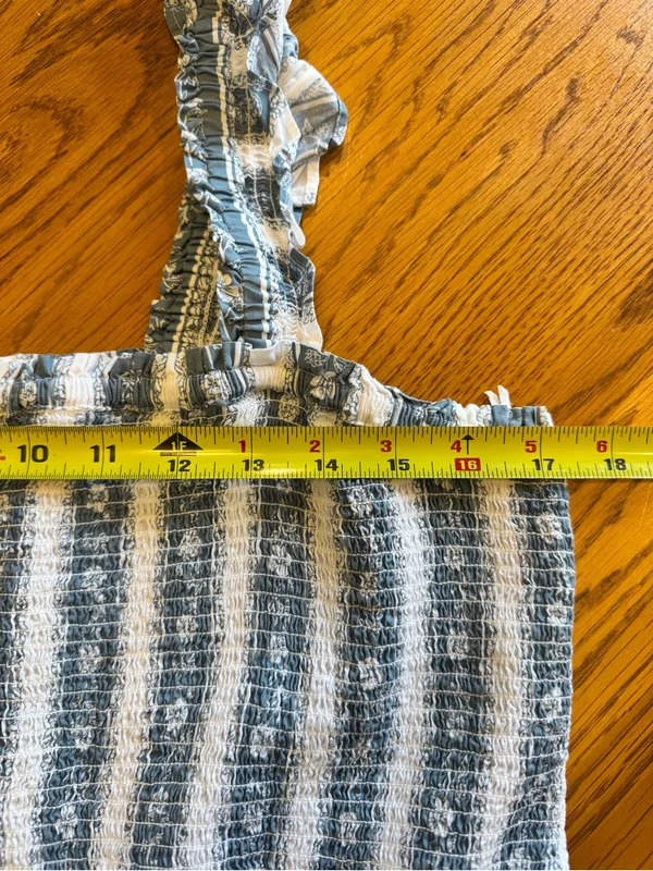 J. Crew blue Floral Smocked midi dress size large - Image 10