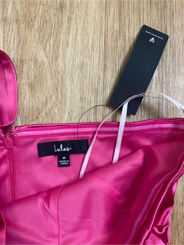 Lulu's Hot Pink One-Shoulder Satin Peplumi Mini - Image 5