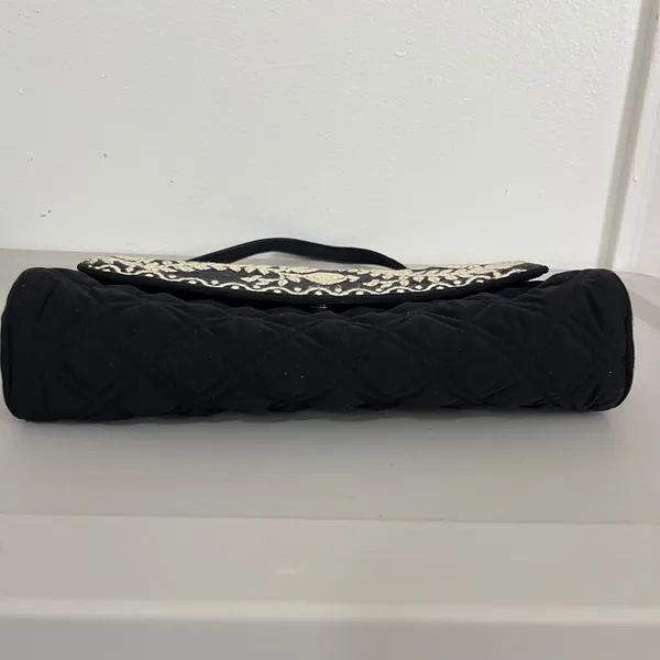 Vera Bradley Juliet Gala Shoulder‎ Bag Black Quilted Floral Embroidered Boho - Image 5