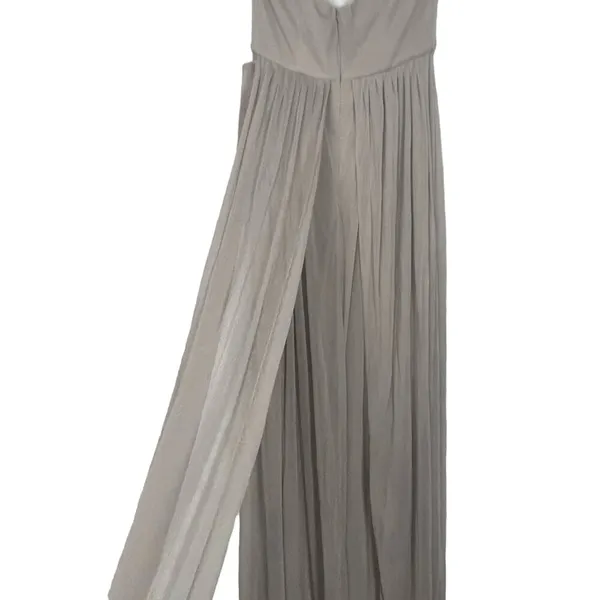David's Bridal One Shoulder Strap Beige Maxi Dress Size 4 - Image 14