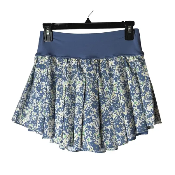 Aerie Offline Real‎ Me Pleated Tennis Skort Women Medium Blue Floral Golf - Image 2