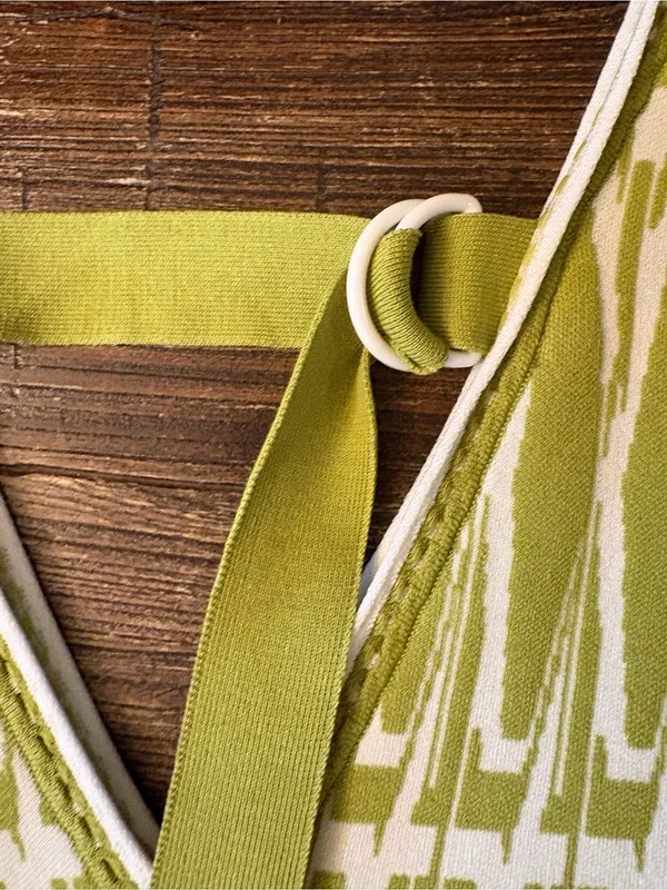 Diane von Furstenberg Reilly Dress Womens S Chartreuse Fringe Geometric - Image 7