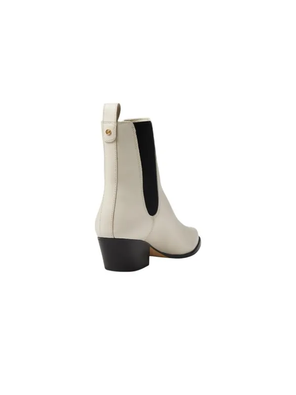 Michael Michael Kors Block Heel Ankle Boots Light Cream Off White / Black 8M - Image 14