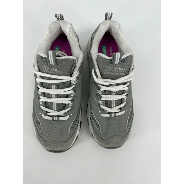 Skechers D'Lites Sneakers Womens 8 Gray White Memory Foam Walking Shoes Retro - Image 10