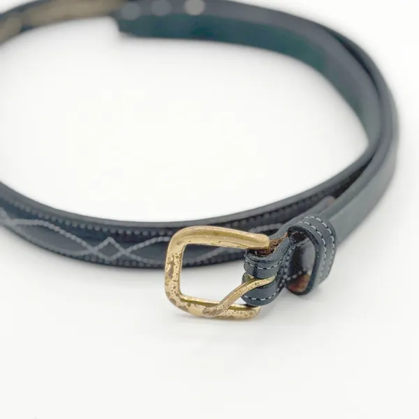 Tory Belt Womens 28 Black Leather Western Equestrian Brass Buckle Made in USA - Image 2