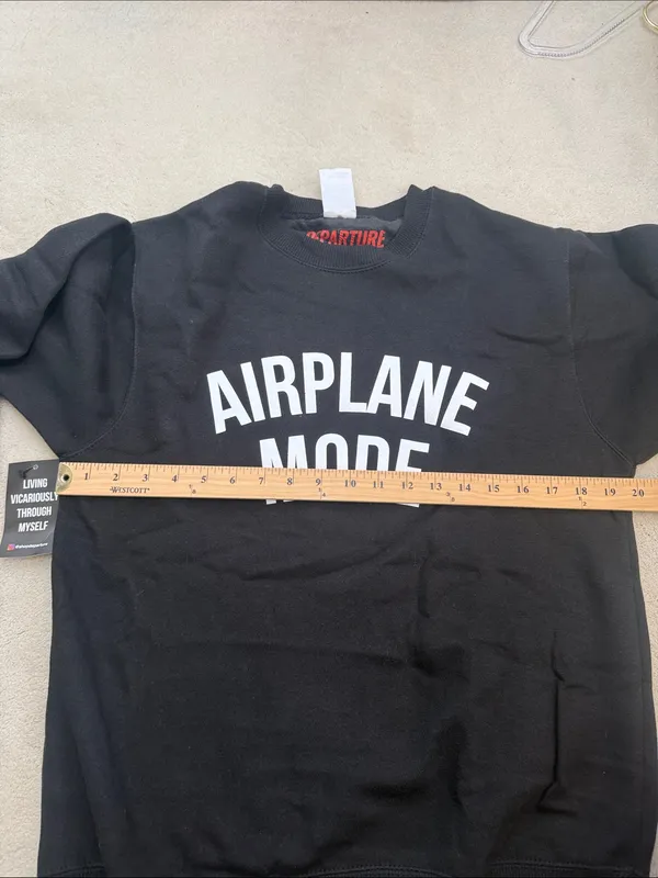 Departure Airplane Mode Crewneck Sweatshirt in Black & White Size Small NWT - Image 10