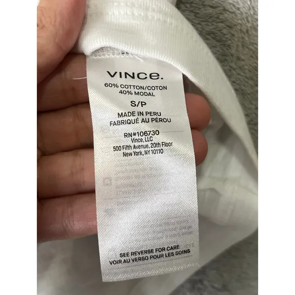 Vince Half Zip Mock Neck Pullover Optic White Small Cotton Modal Long Sleeve New - Image 6