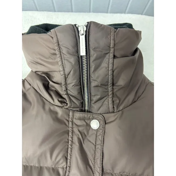 Michael Kors Womens‎ Brown Quilted Puffer Jacket Funnel Neck Winter Coat Medium - Image 5