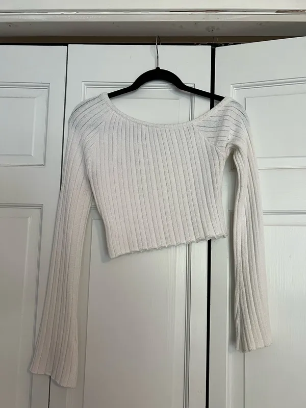 Princess Polly White ribbed off the shoulder sweater - Image 2
