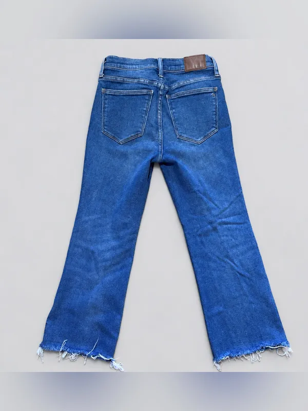 Madewell Cali Demi-Boot Jeans 28P Petite High Rise Raw Hem Medium Wash Classic - Image 6