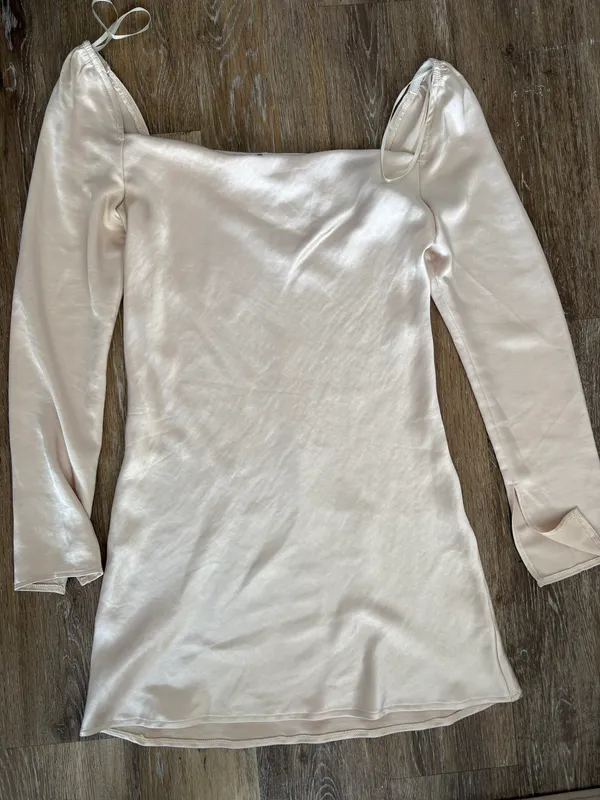 Silky Champagne Mini Dress - Image 2