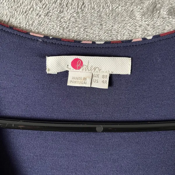 Boden‎ Ellen Jersey Graphic Geo Jumpsuit Size 4 Regular Burgundy Blue - Image 3