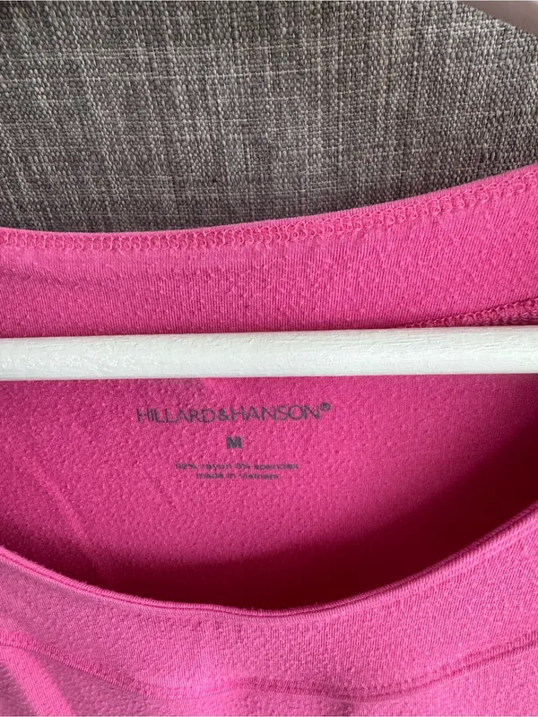 Hillard & Hanson Bright Pink Scoop Neck Short Sleeve Tee - Image 2