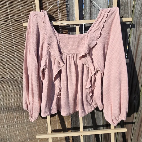 Free People Ruffle Long Sleeve Bouse M - Image 7