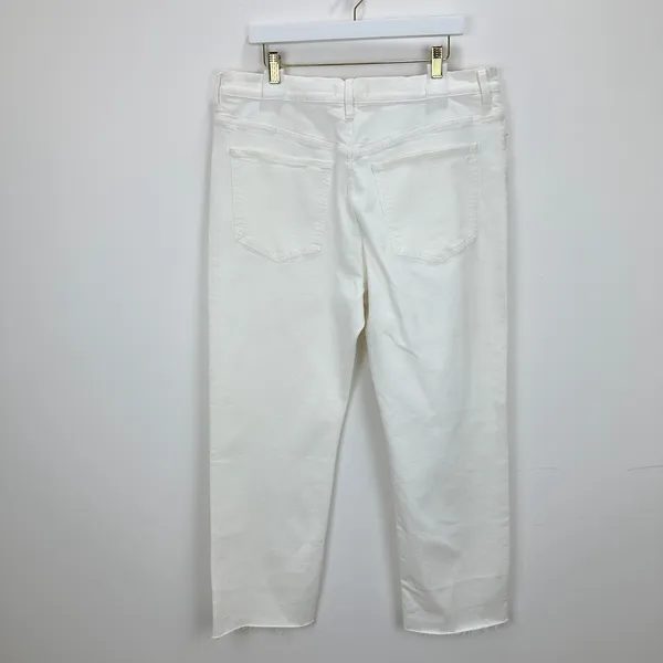 Madewell 90s Straight Crop Jean Tile White High Rise Raw Hem Classic US 33 NWT - Image 14