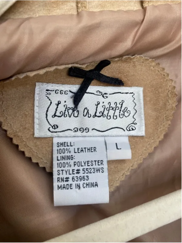 Vintage Live A Little Tan Suede Leather Jacket Cropped Fitted‎ Quiet Luxury Boho - Image 6