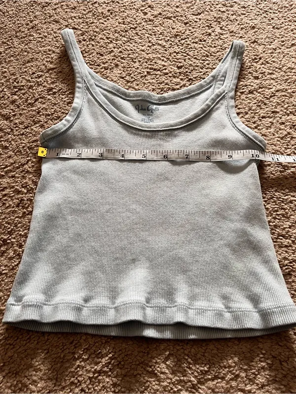 BRANDY MELVILLE John Galt Light Blue Ribbed Cotton Tank Top One Size EUC - Image 4