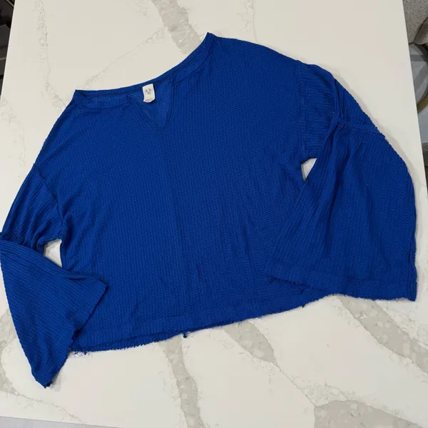 Free People We The Free Dahlia Thermal Waffle Knit Bell Sleeve Top Women’s Small - Image 6