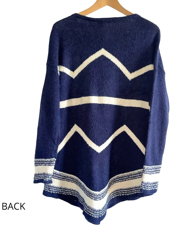 Lauren Ralph Lauren Wool Chevron Knit Tunic Sweater M - Image 3