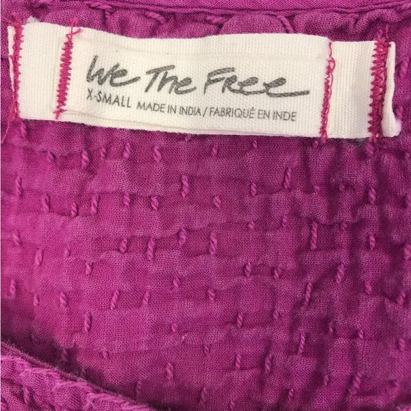 FREE PEOPLE Flowy Pintuck Blouse Sz XS Purple Boho Coastal Breezy Festival Beach - Image 9
