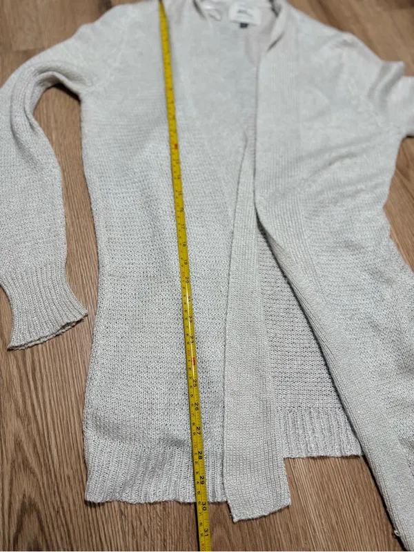 Open Front Long Cardigan Cream Ivory Knit Duster Sweater Cotton On L - Image 5