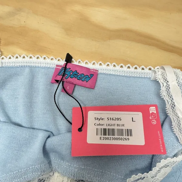 NWT Edikted Y2K Li Blue Pointelle Lace Trim Cami Top S16205 Coquette Bows‎ LBaby - Image 5