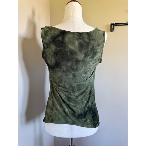 Sami & Jo Olive Green Ruched Square Neck Sleeveless Top M‎ - Image 2
