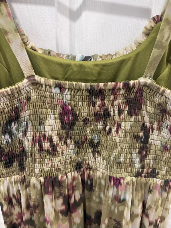 Stitch Fix nine britton Aubriella Olive Floral Tiered maxi size Medium - Image 5
