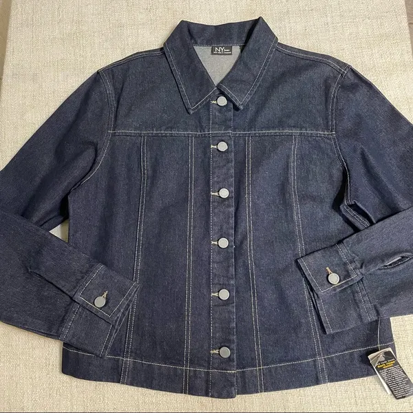 New York & Company Jean Jacket Blue Size XL - Image 5
