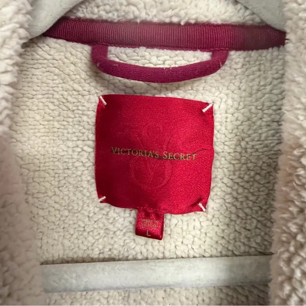 Victorias Secret VS Womens Sz L Robe Plush Fleece Pockets Tie Waist VTG Y2K - Image 6